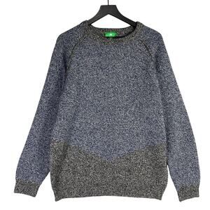 Dip‎ Blue Gray Marled Knit Sweater Mens XL Pullover Crewneck Colorblock Acrylic